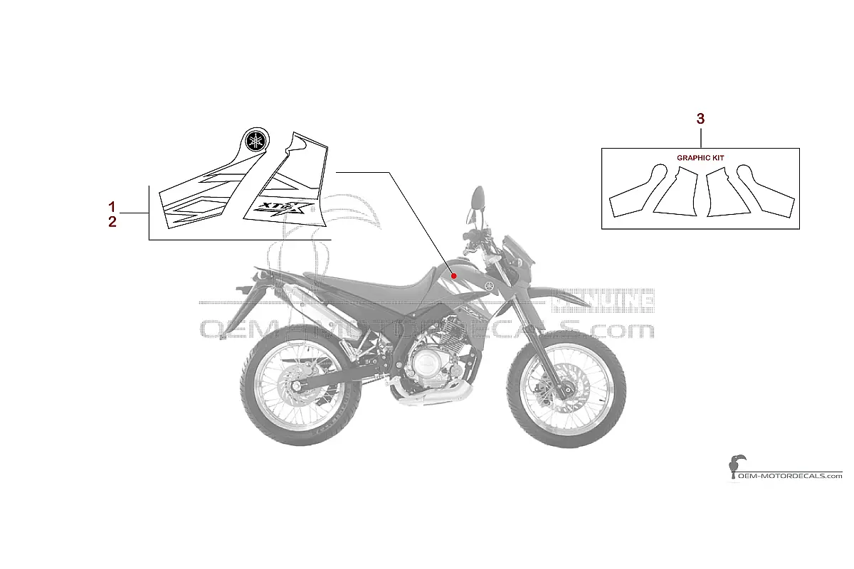 Decals for Yamaha XT125X 2005 - Red • Yamaha OEM Decals