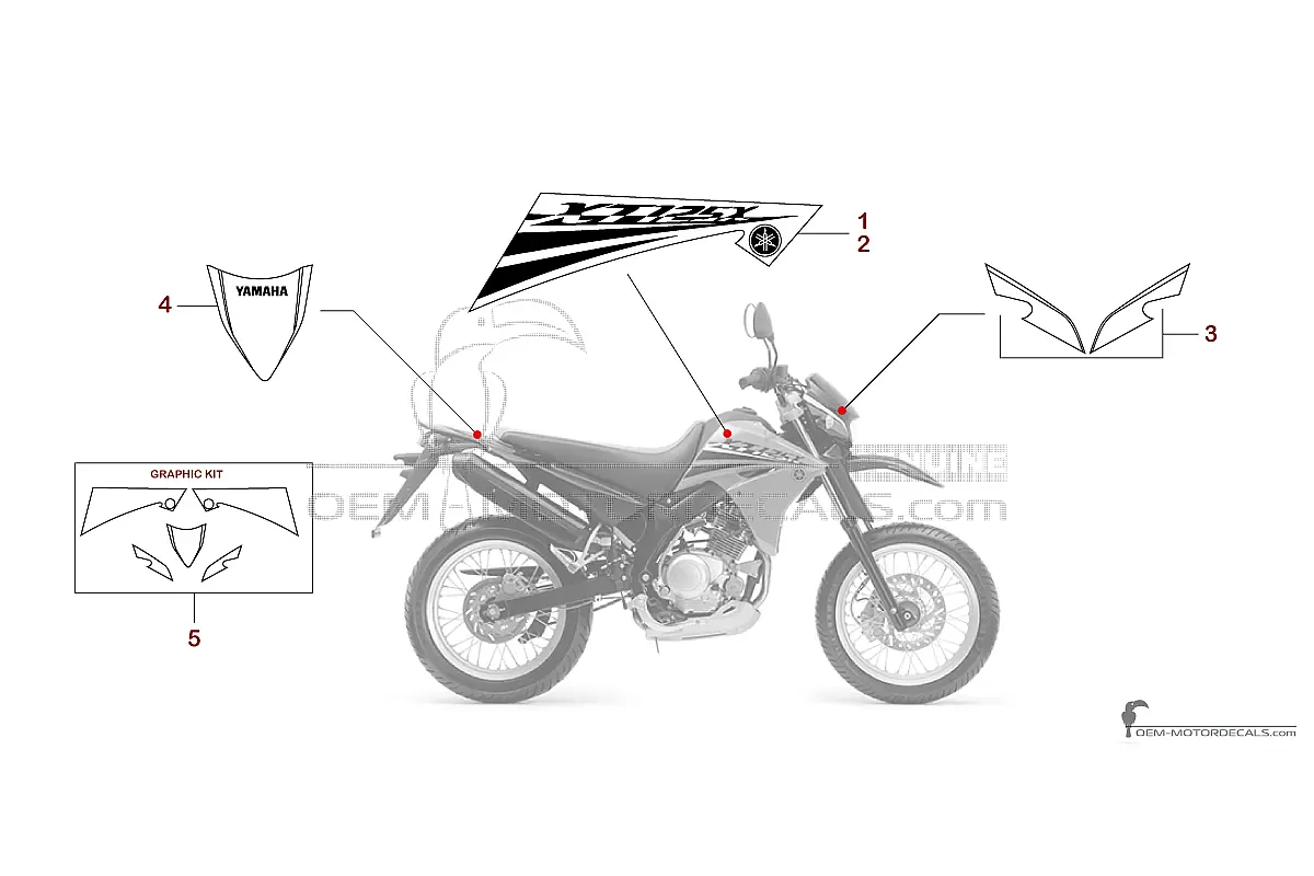 Pegatinas para Yamaha XT125X 2007 - Naranja • Yamaha Pegatinas OEM