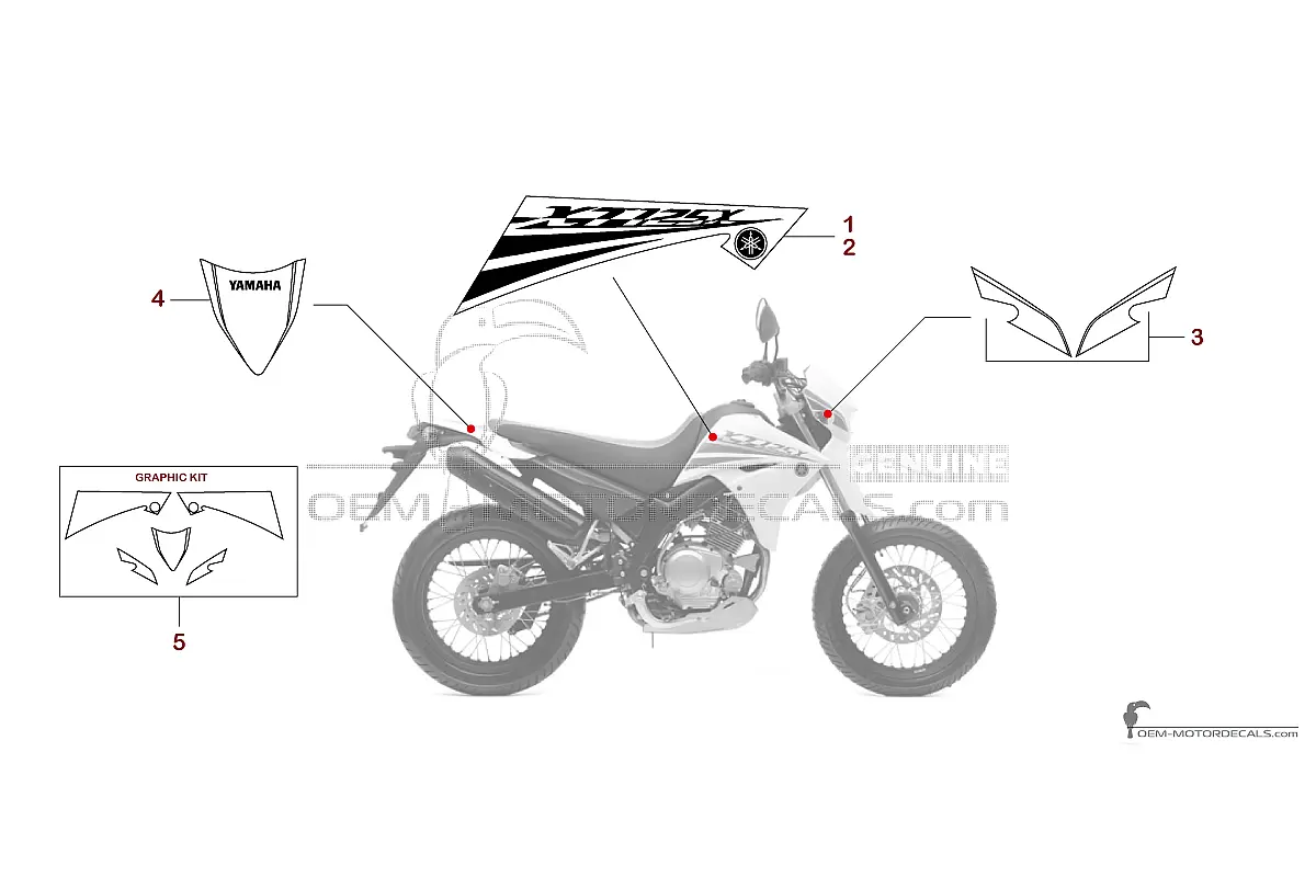 Decals for Yamaha XT125X 2008 - White • Yamaha OEM Decals