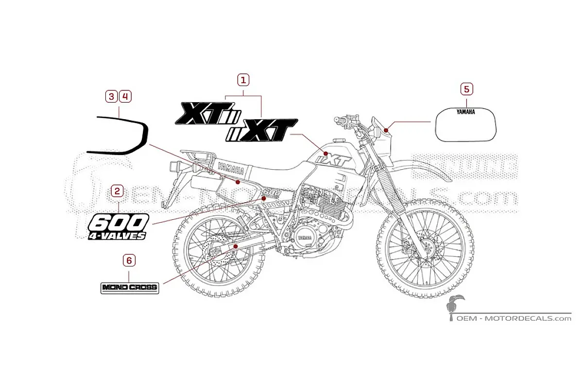 Naklejki do Yamaha XT600 1988 • Yamaha Naklejki OEM