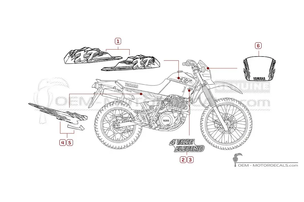 Stickers voor Yamaha XT600 1994 • Yamaha OEM Stickers