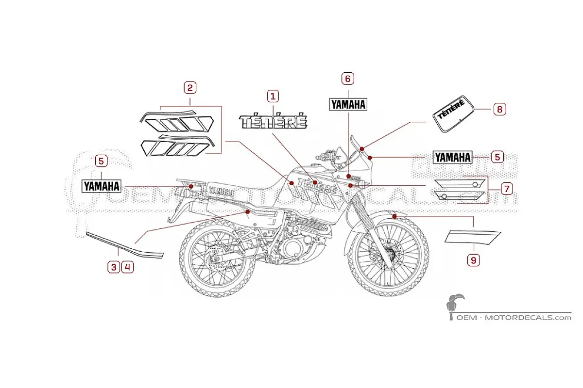Pegatinas para Yamaha XT600Z TENERE 1990 • Yamaha Pegatinas OEM