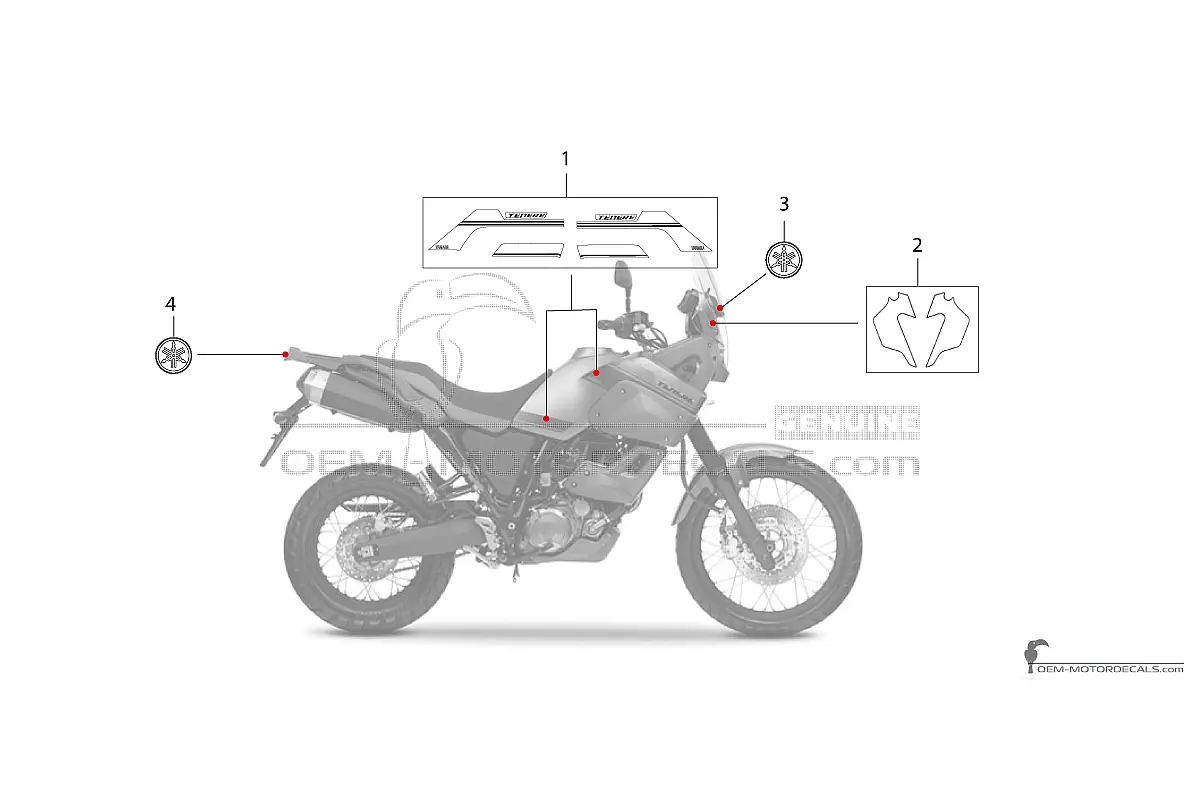 Decals for Yamaha XT660Z TENERE 2012 - Gray • Yamaha OEM Decals
