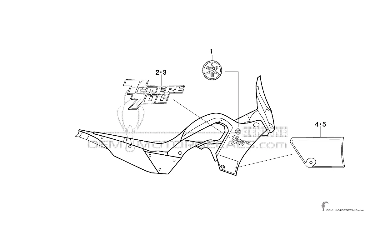 Decals for Yamaha XTZ690 TENERE 700 2020 - Gray • Yamaha OEM Decals