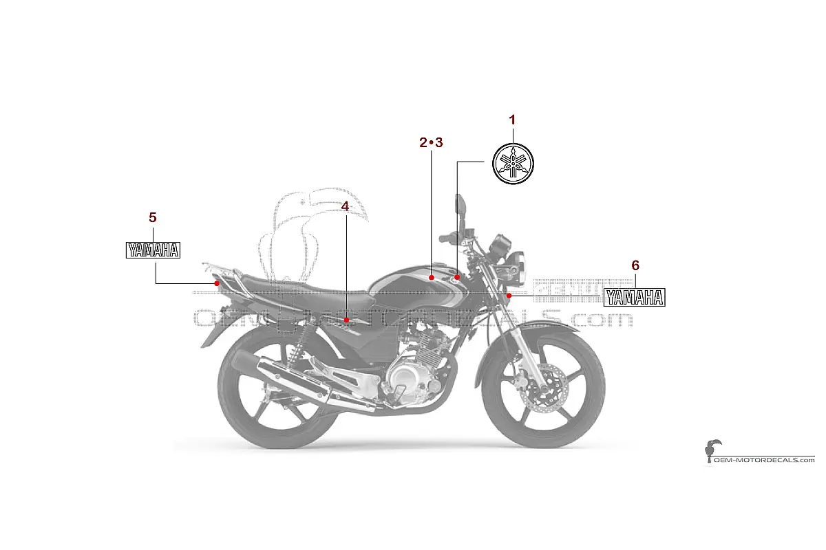 Stickers voor Yamaha YBR125 2007 - Zwart • Yamaha OEM Stickers