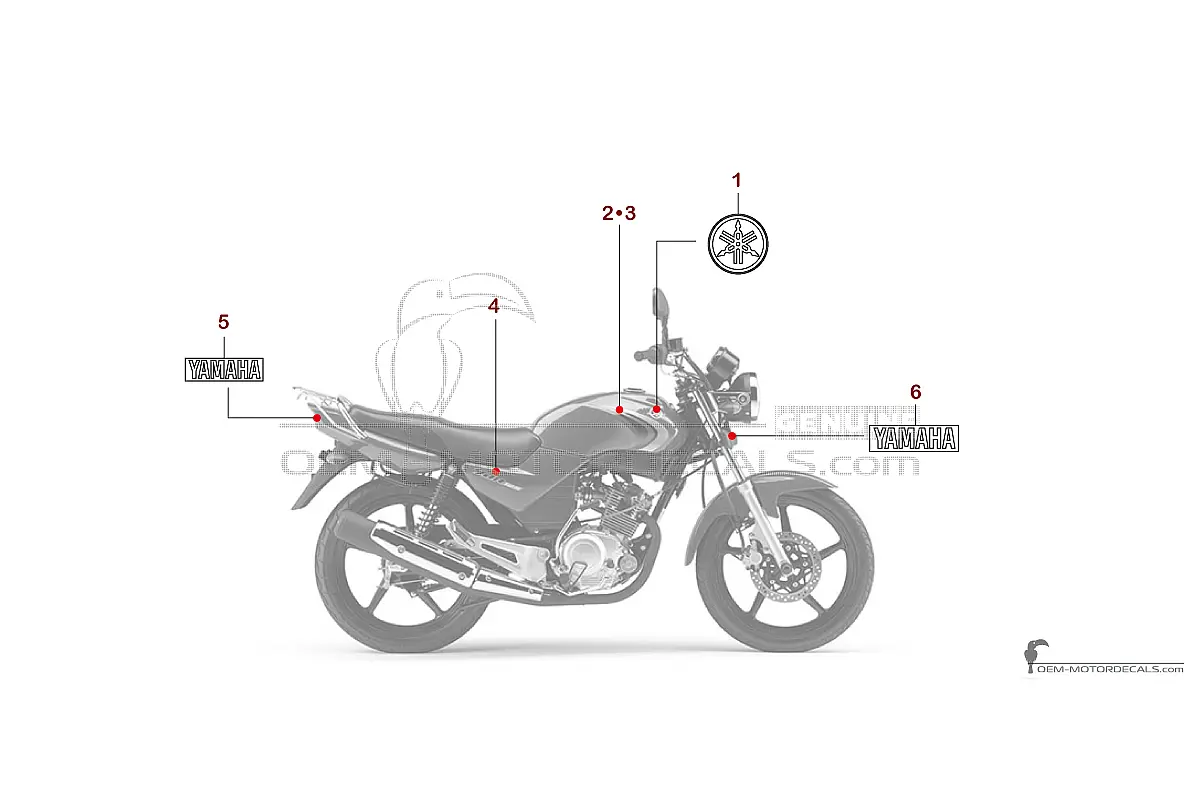 Stickers voor Yamaha YBR125 2007 - Rood • Yamaha OEM Stickers