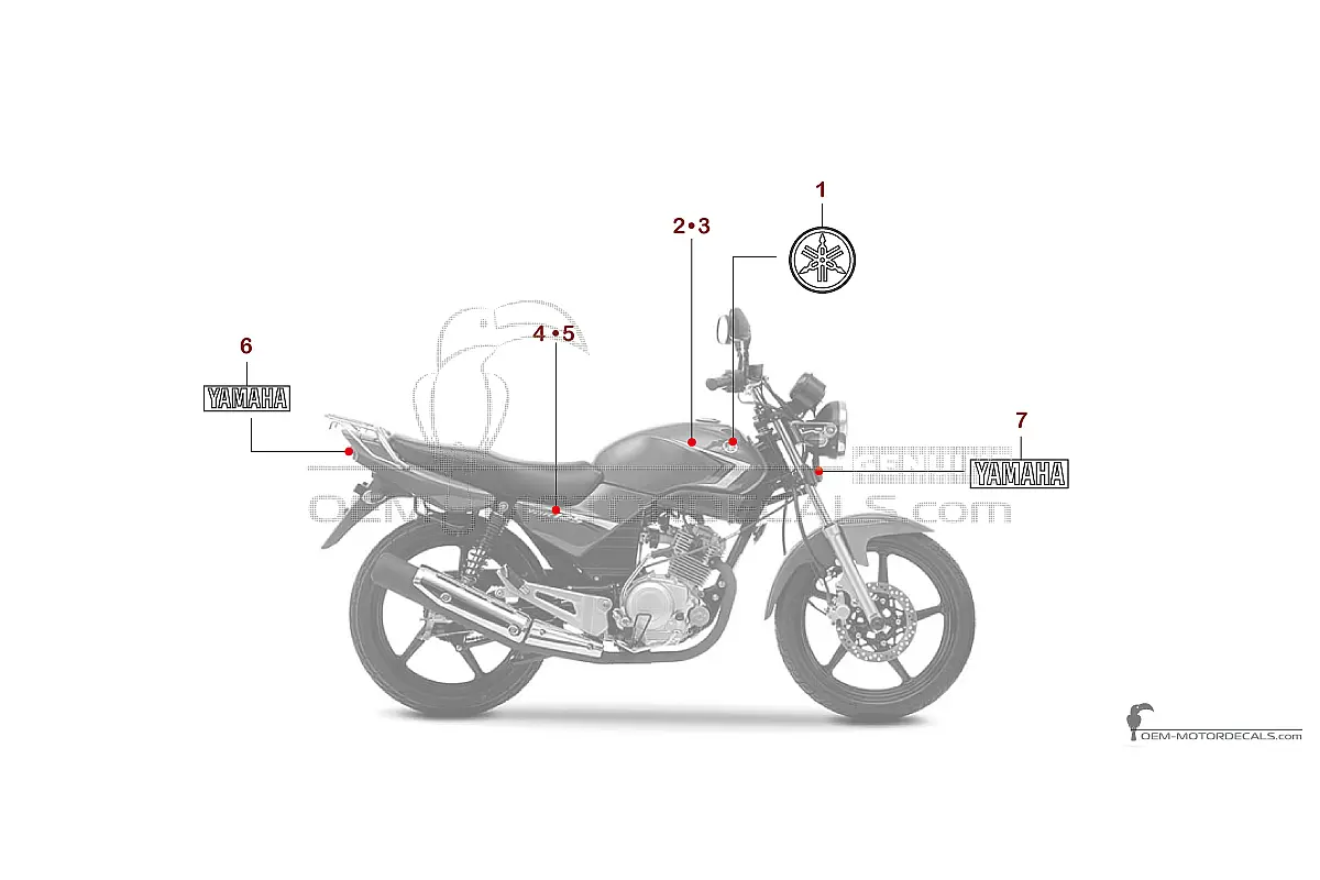 Stickers voor Yamaha YBR125 2009 - Rood • Yamaha OEM Stickers