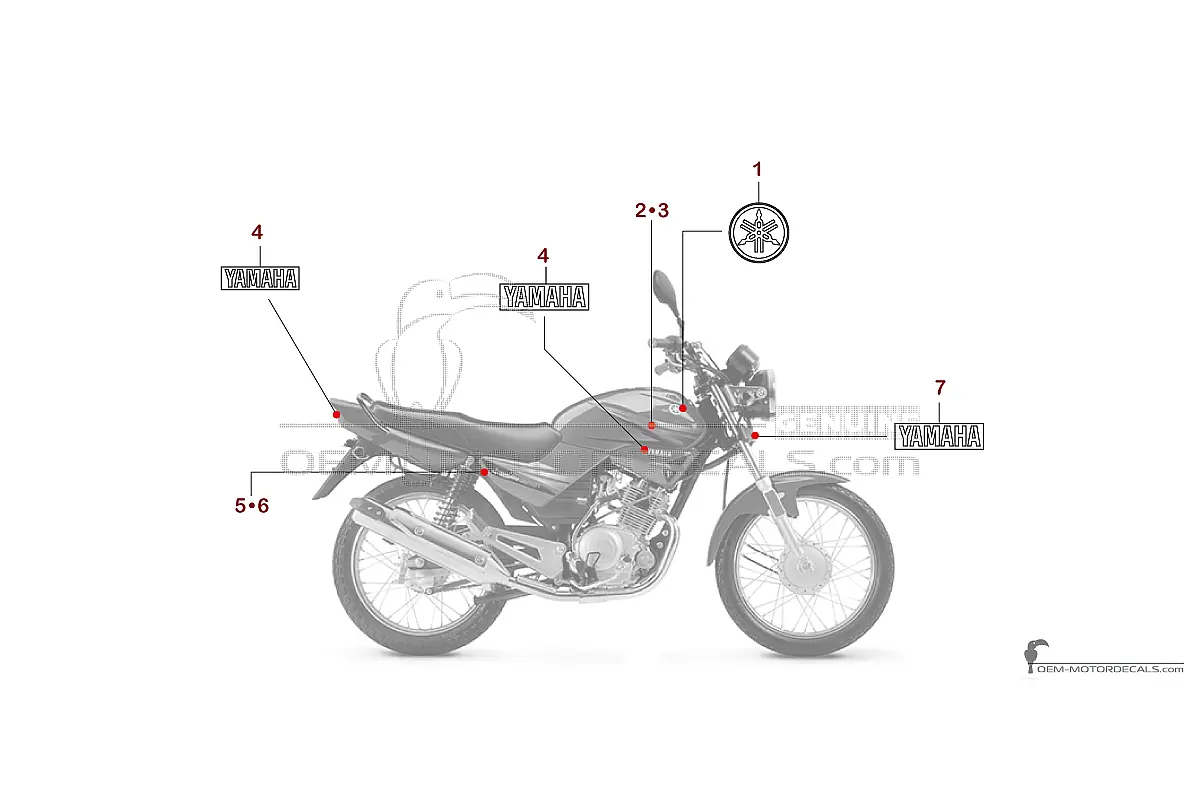Decals for Yamaha YBR125E 2019 - Red • Yamaha OEM Decals