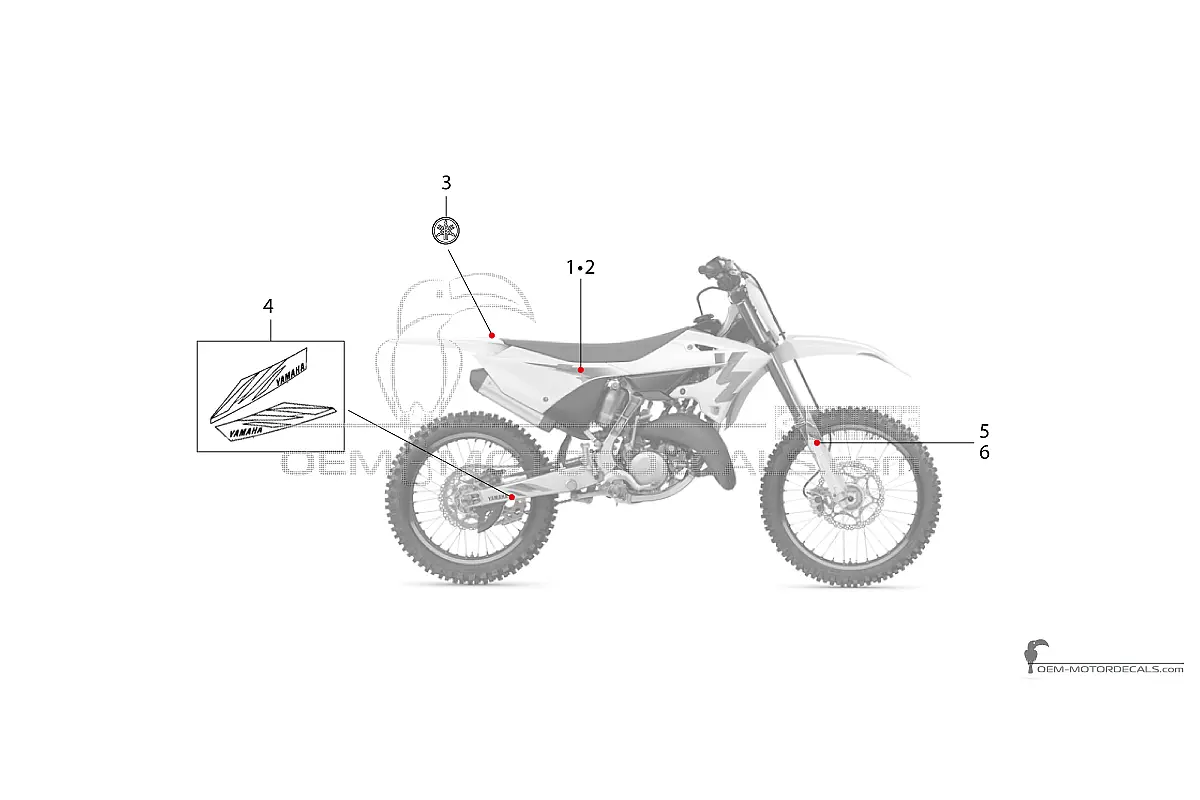 Decals for Yamaha YZ250 2024 Anniversary Edition - White • Yamaha OEM Decals