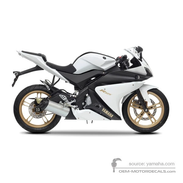 Aufkleber für Yamaha YZF R125 2012 - Schwarz Weiß • Yamaha OEM-Aufkleber