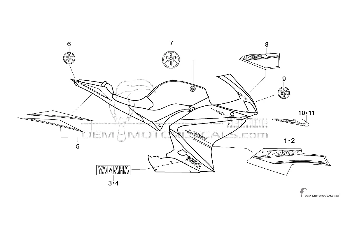 Aufkleber für Yamaha YZF R125 2013 - Blau • Yamaha OEM-Aufkleber