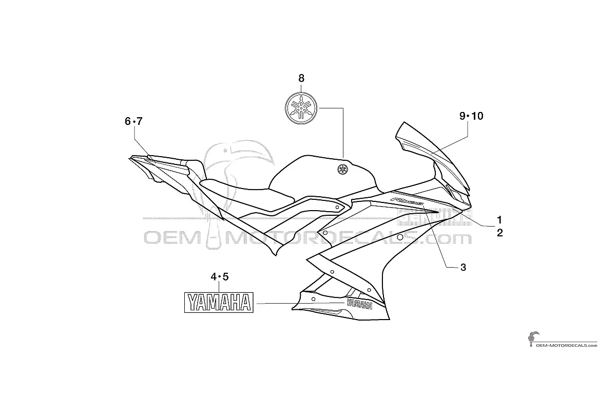 Pegatinas para Yamaha YZF R125 2020 - Blanco • Yamaha Pegatinas OEM
