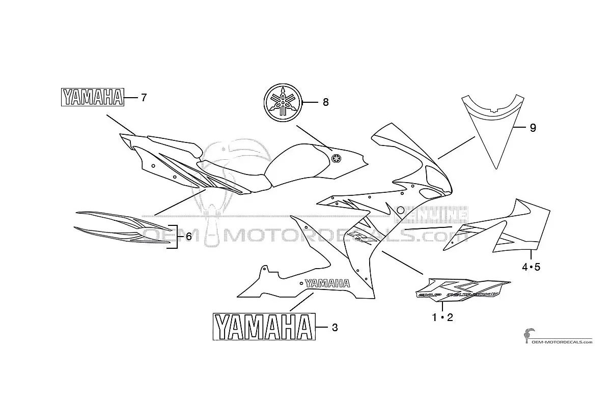 Decals for Yamaha YZF R1 2005 - Blue • Yamaha OEM Decals