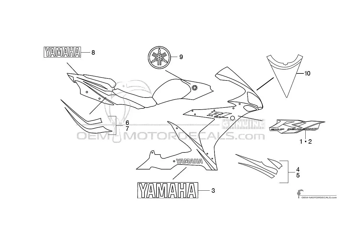 Stickers voor Yamaha YZF R1 2006 - Rood • Yamaha OEM Stickers