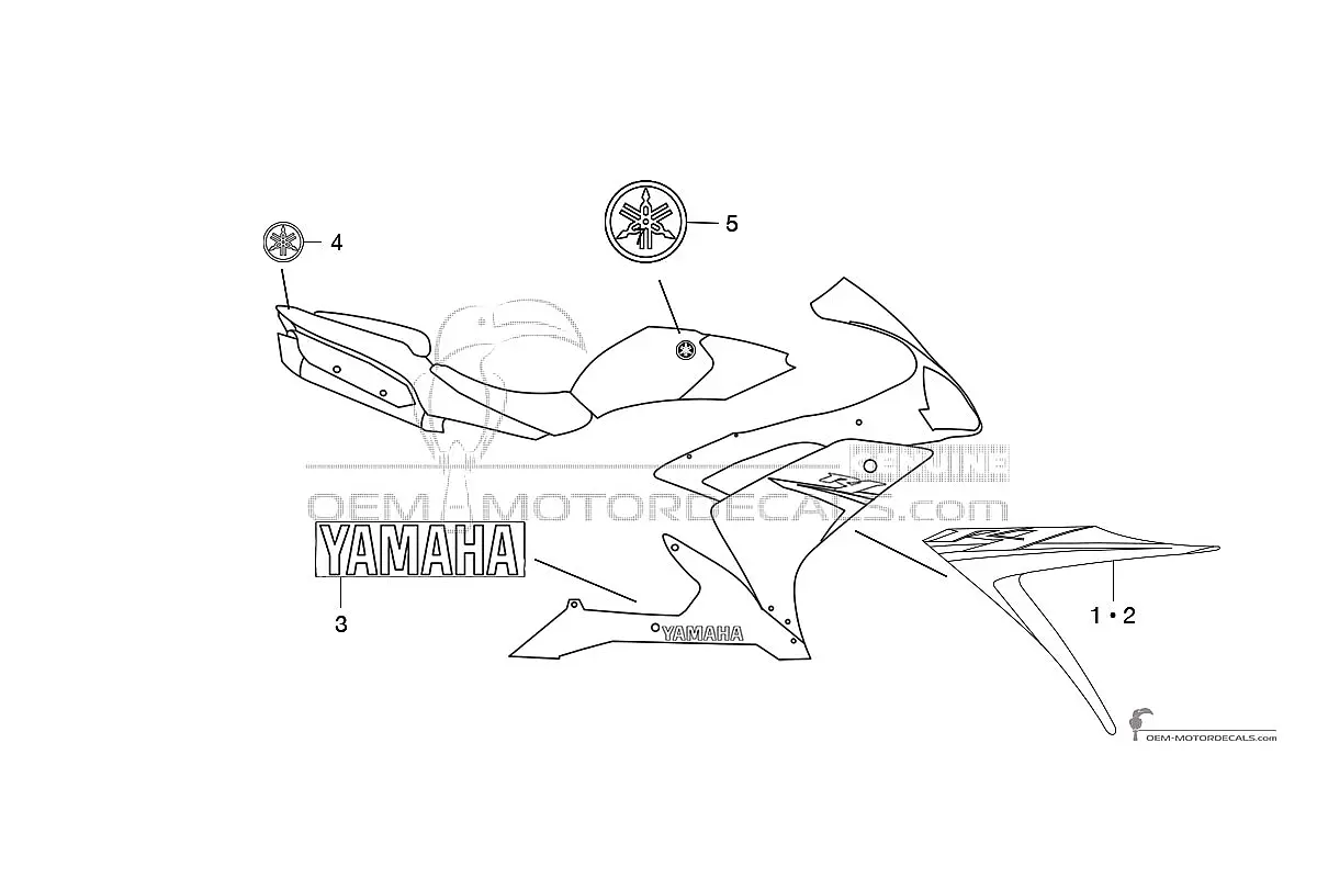 Stickers voor Yamaha YZF R1 2007 - Zwart • Yamaha OEM Stickers