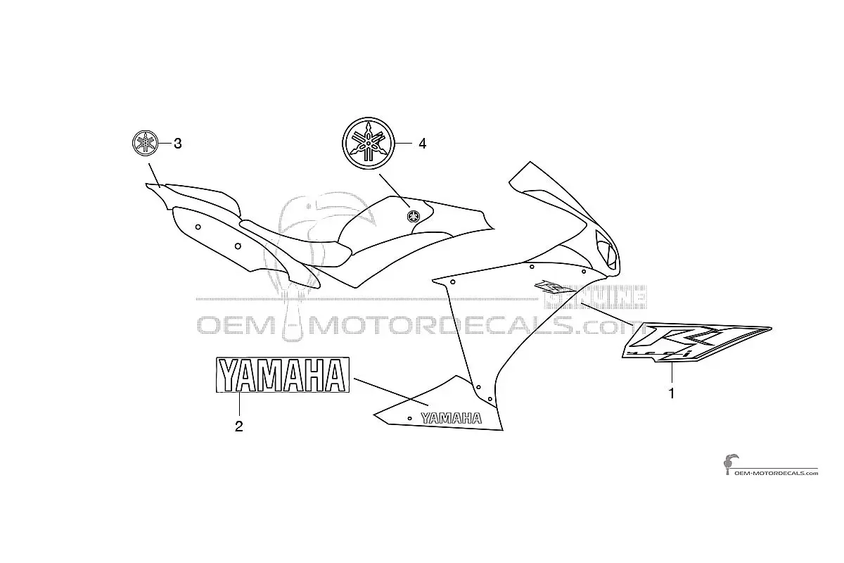 Aufkleber für Yamaha YZF R1 2010 - Schwarz • Yamaha OEM-Aufkleber