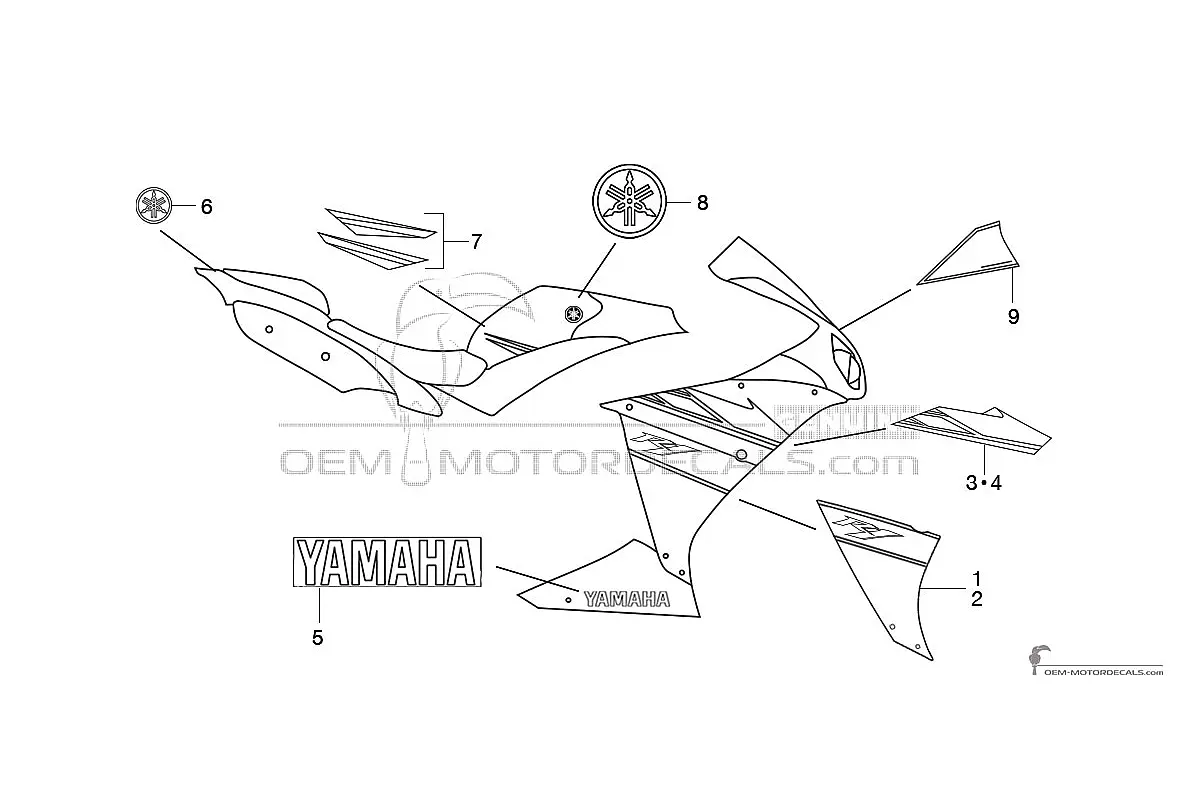 Decals for Yamaha YZF R1 2010 - Blue • Yamaha OEM Decals