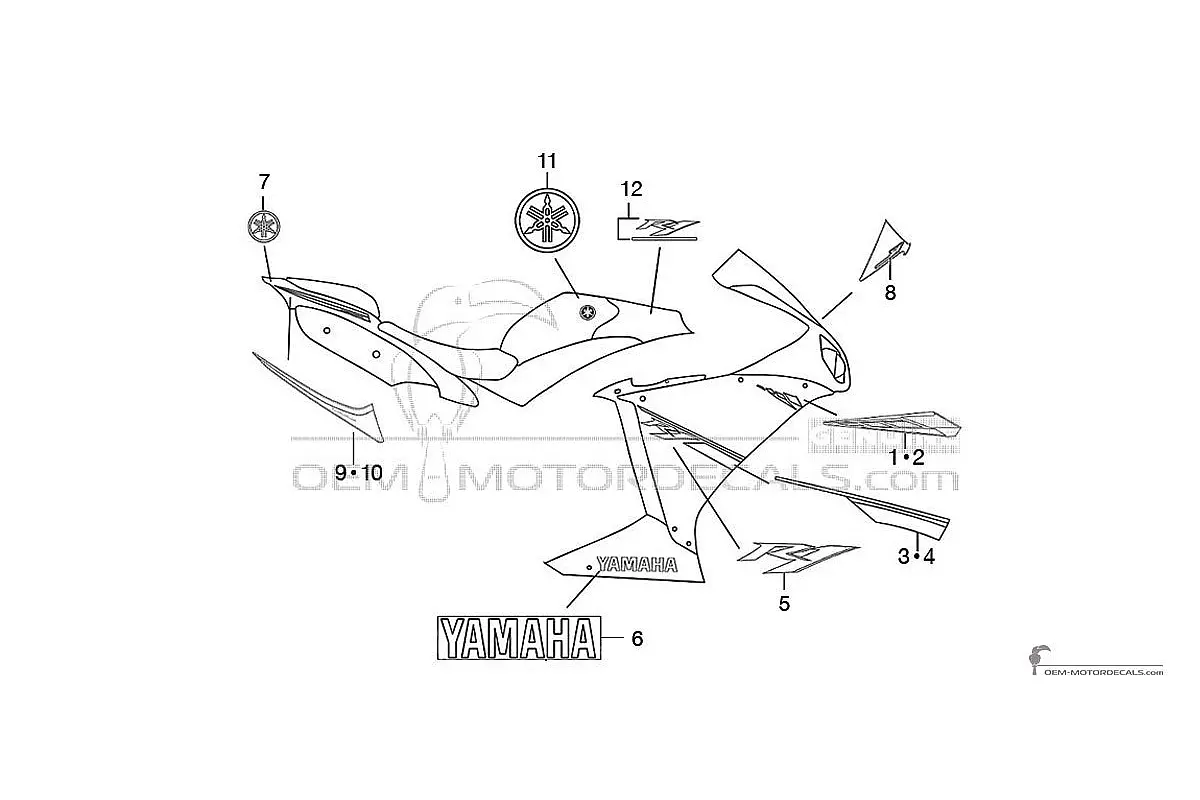 Stickers voor Yamaha YZF R1 2013 - Blauw • Yamaha OEM Stickers