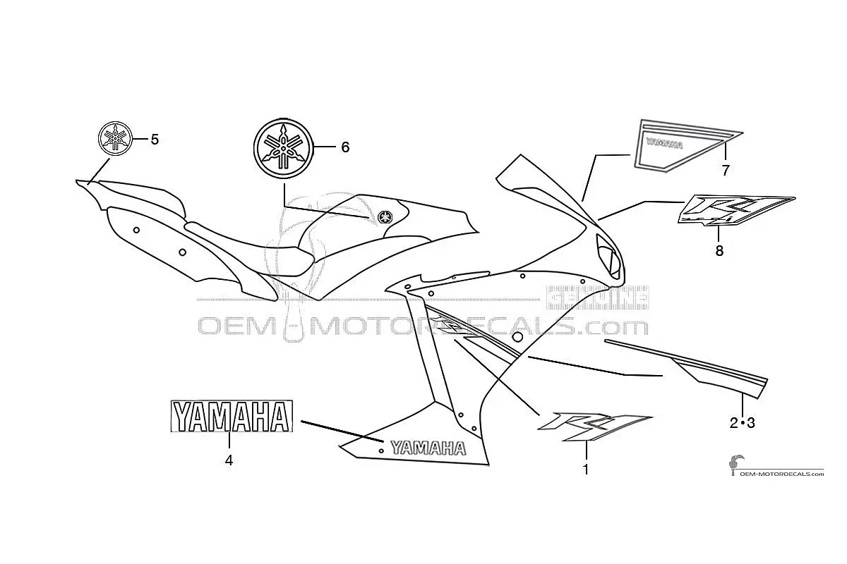 Decals for Yamaha YZF R1 2014 - White • Yamaha OEM Decals