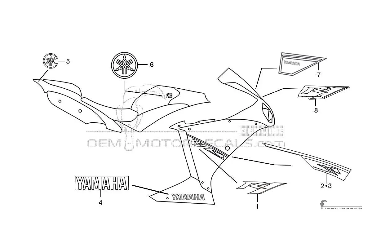 Adesivi per Yamaha YZF R1 2014 - Blu • Yamaha Adesivi OEM