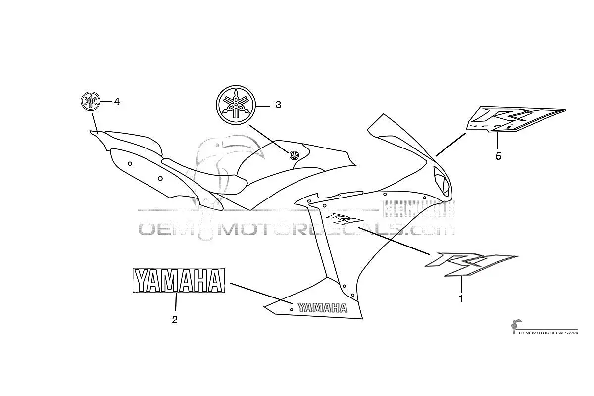 Stickers voor Yamaha YZF R1 2014 - Grijs • Yamaha OEM Stickers