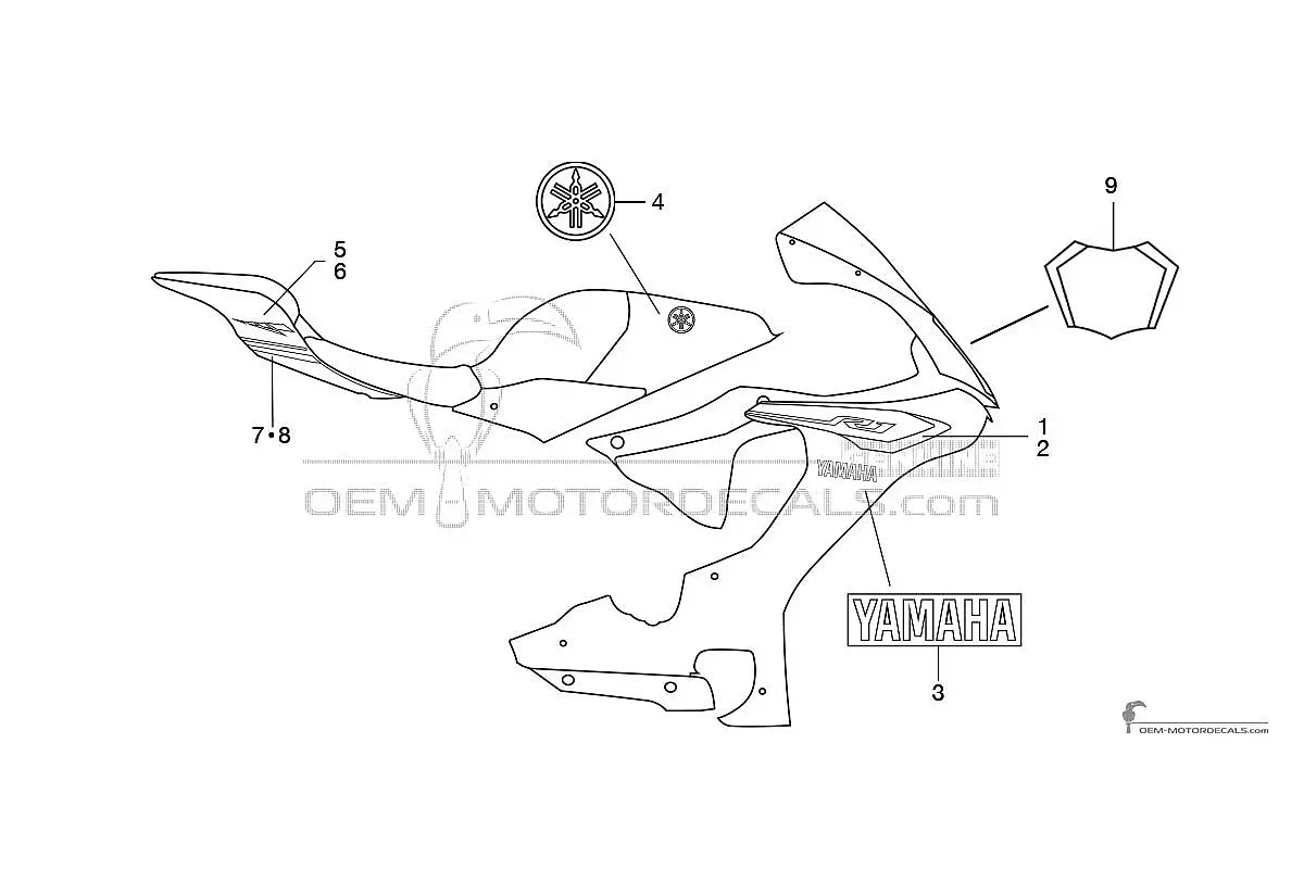 Aufkleber für Yamaha YZF R1 2015 - Blau • Yamaha OEM-Aufkleber