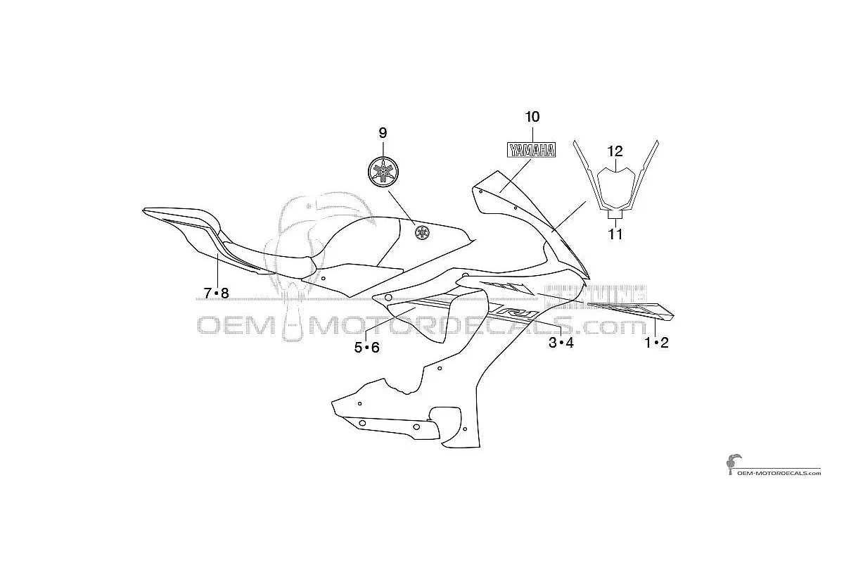 Pegatinas para Yamaha YZF R1 2017 - Azul • Yamaha Pegatinas OEM
