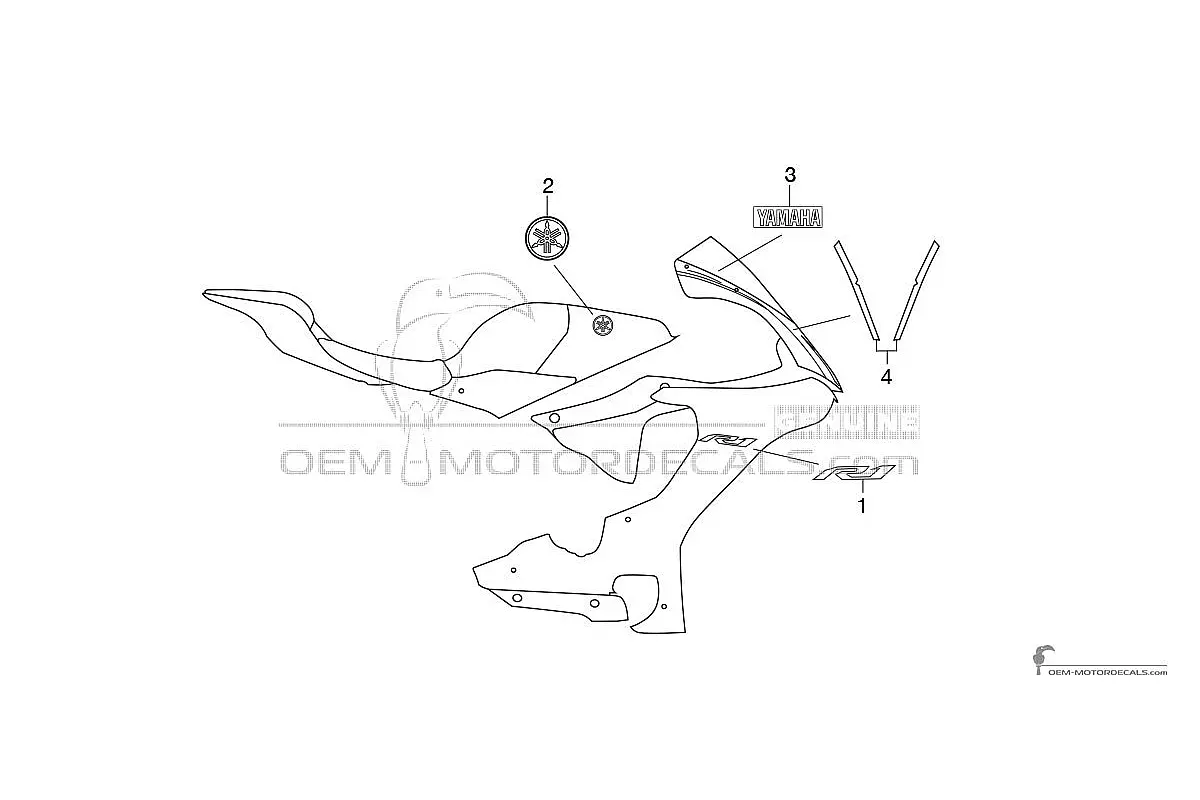 Aufkleber für Yamaha YZF R1 2019 - Grau • Yamaha OEM-Aufkleber