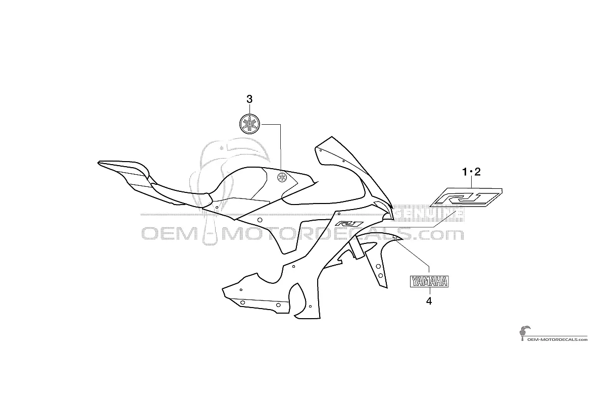 Decals for Yamaha YZF R1 2023 - Black • Yamaha OEM Decals