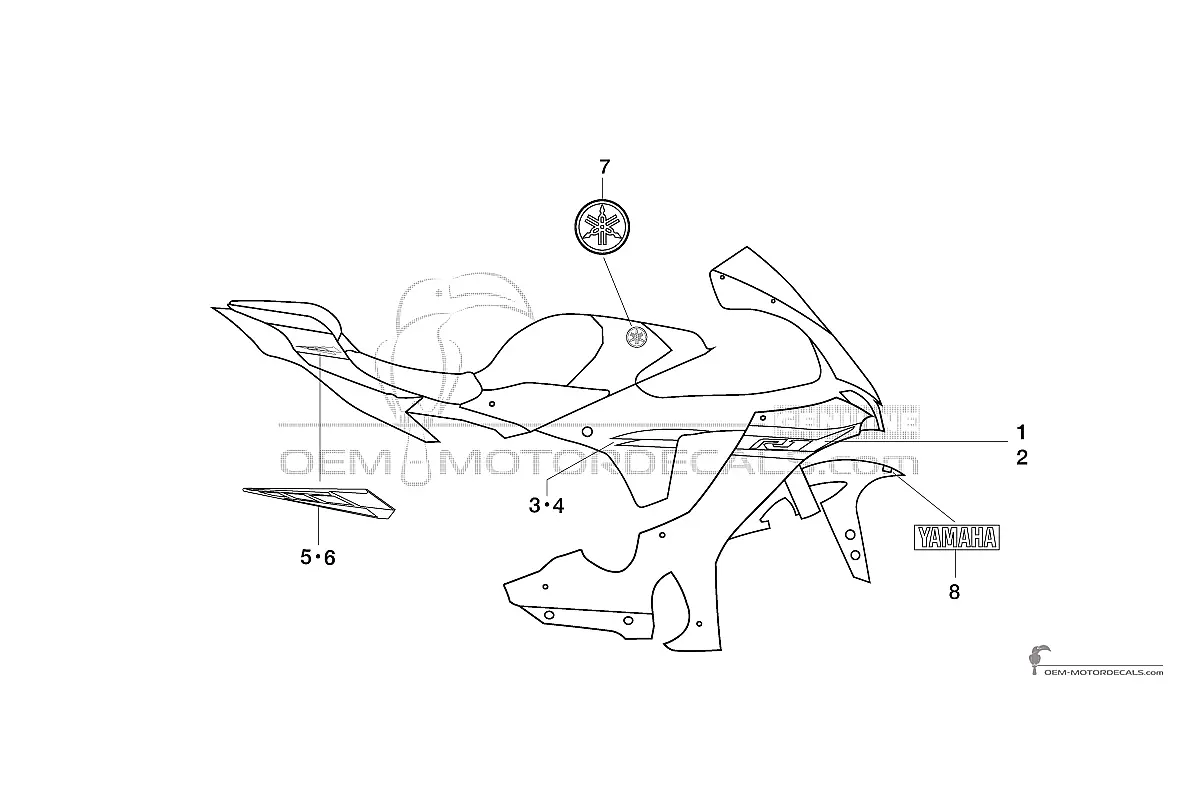 Stickers voor Yamaha YZF R1 2024 - Blauw • Yamaha OEM Stickers