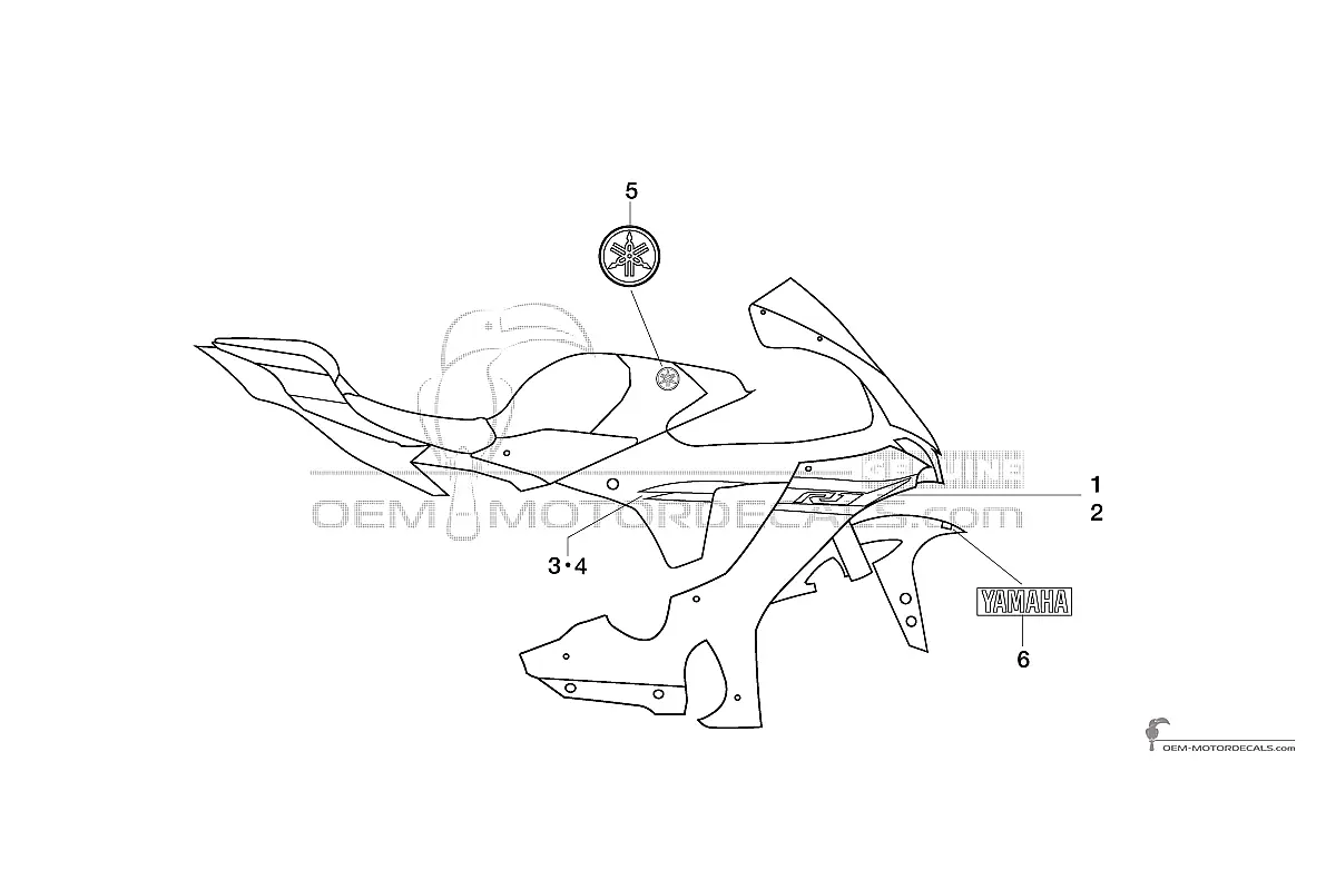Aufkleber für Yamaha YZF R1 2024 - Schwarz • Yamaha OEM-Aufkleber