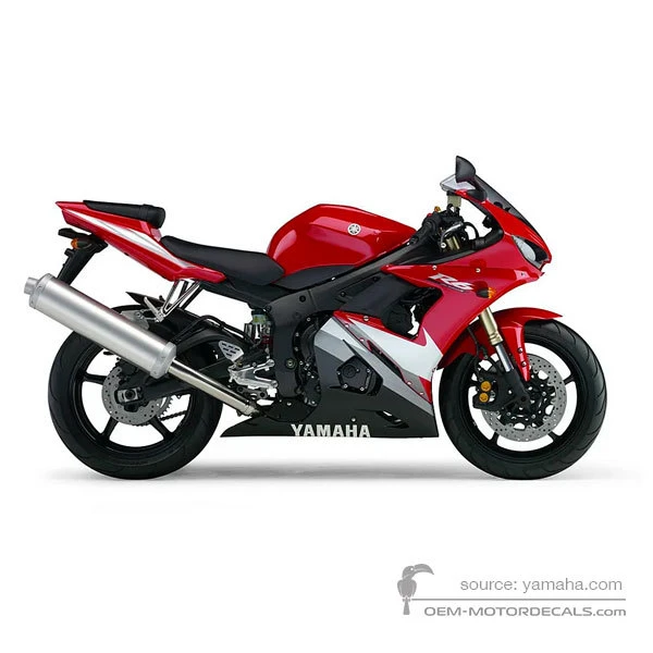 Stickers voor Yamaha YZF R6 2005 - Rood • Yamaha OEM Stickers