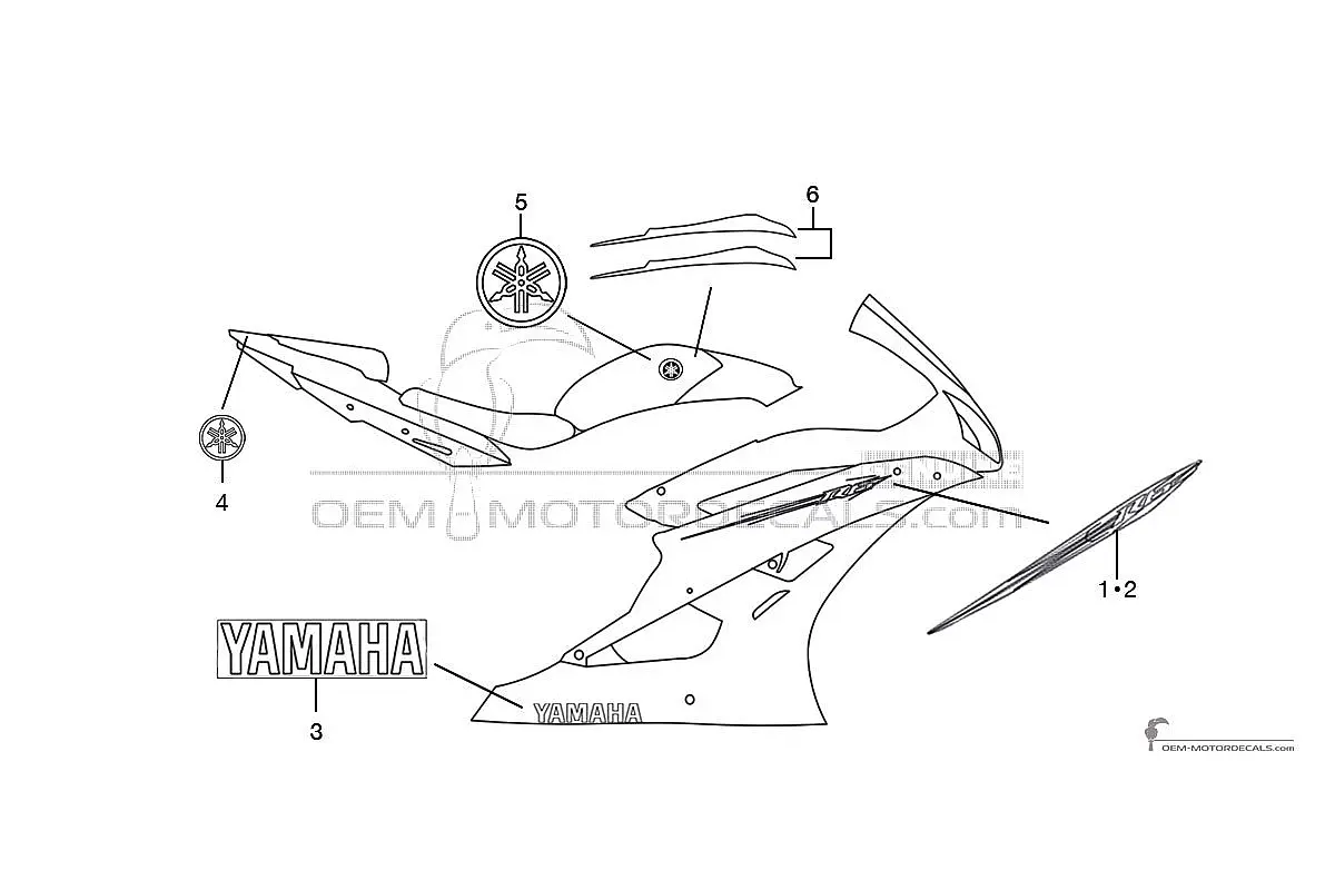 Stickers voor Yamaha YZF R6 2006 - Zwart • Yamaha OEM Stickers