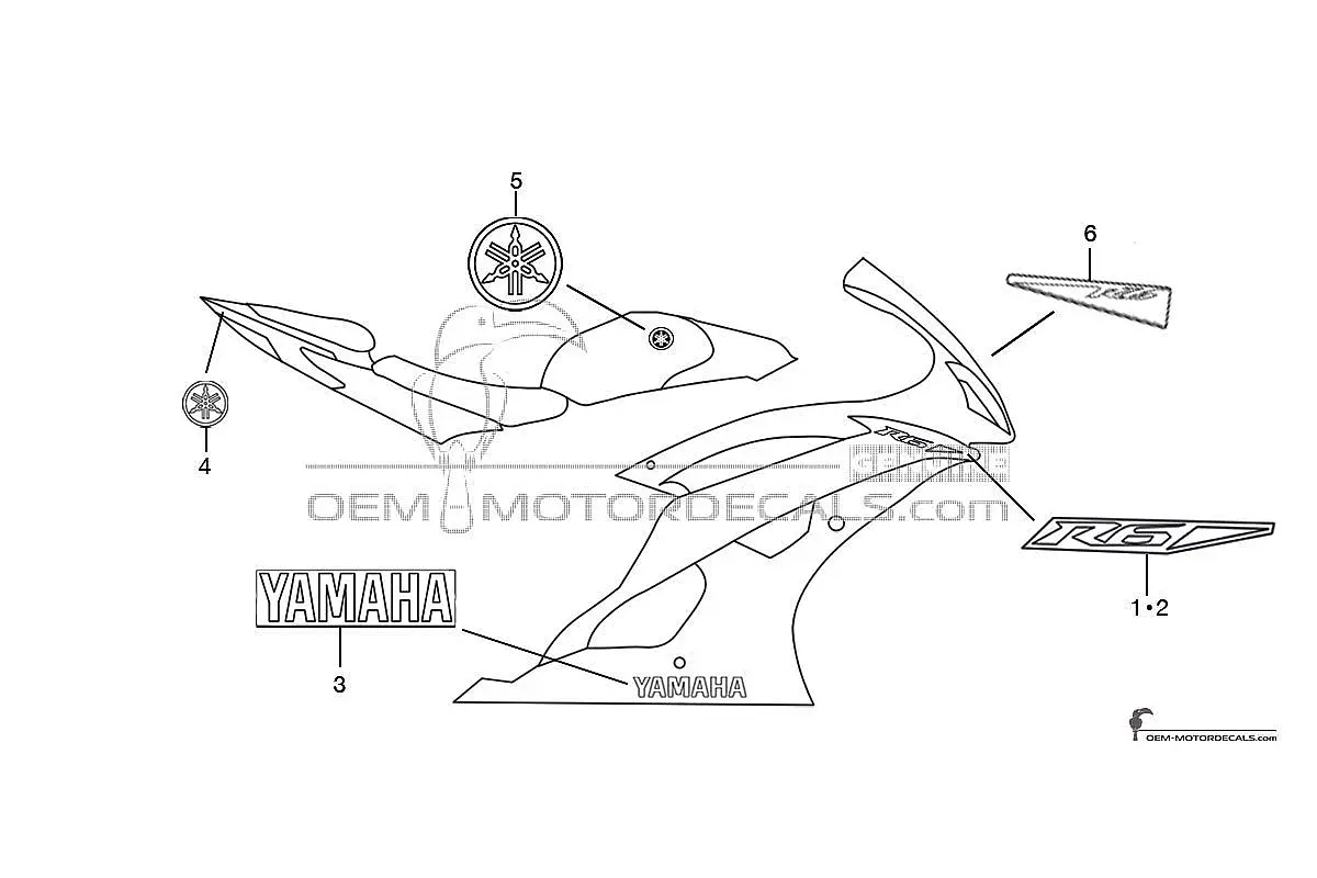 Autocollants pour Yamaha YZF R6 2010 - Blanc • Yamaha Autocollants OEM