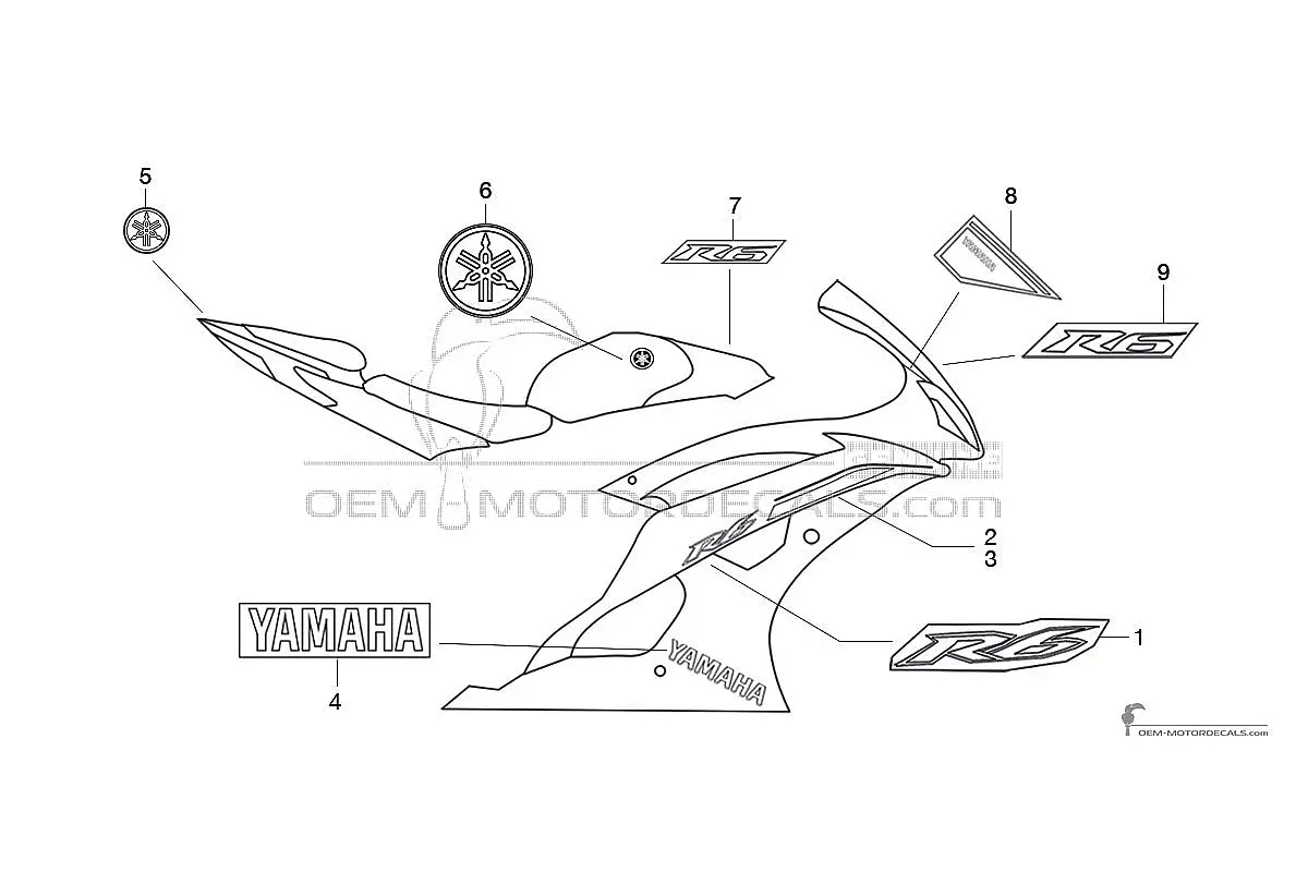 Aufkleber für Yamaha YZF R6 2014 - Weiss • Yamaha OEM-Aufkleber