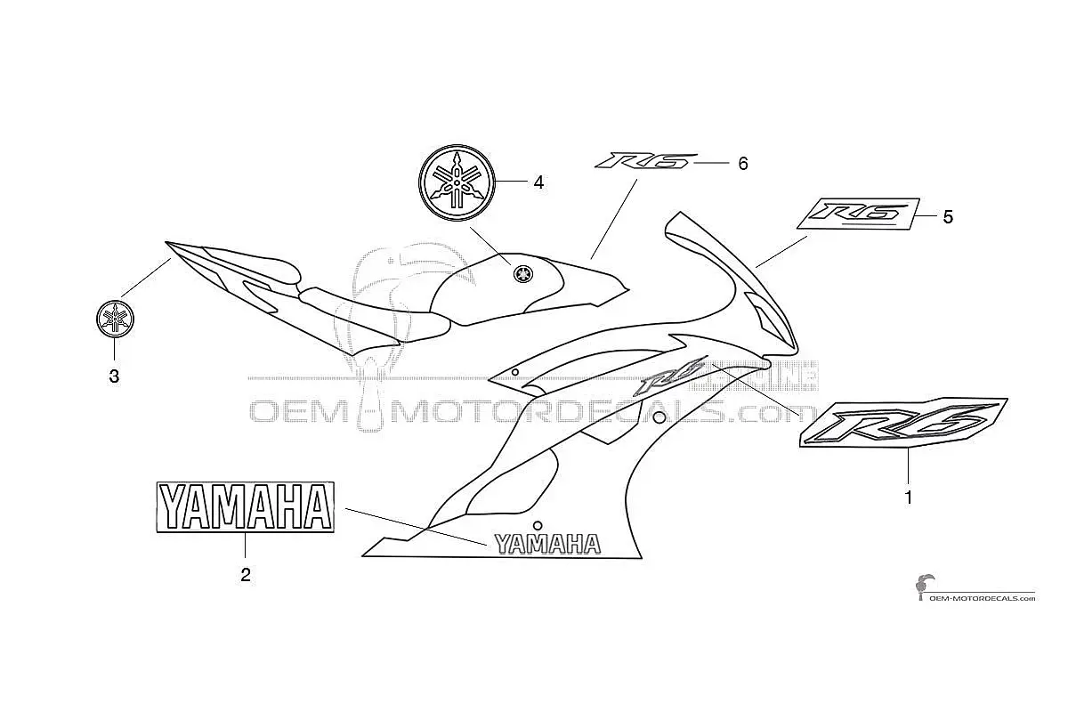Stickers voor Yamaha YZF R6 2013 - Grijs • Yamaha OEM Stickers