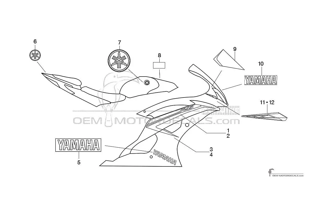 Adesivi per Yamaha YZF R6 2015 - Blu • Yamaha Adesivi OEM