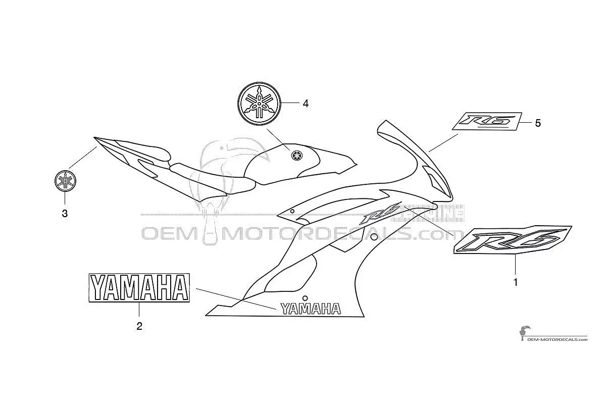 Stickers voor Yamaha YZF R6 2016 - Grijs • Yamaha OEM Stickers