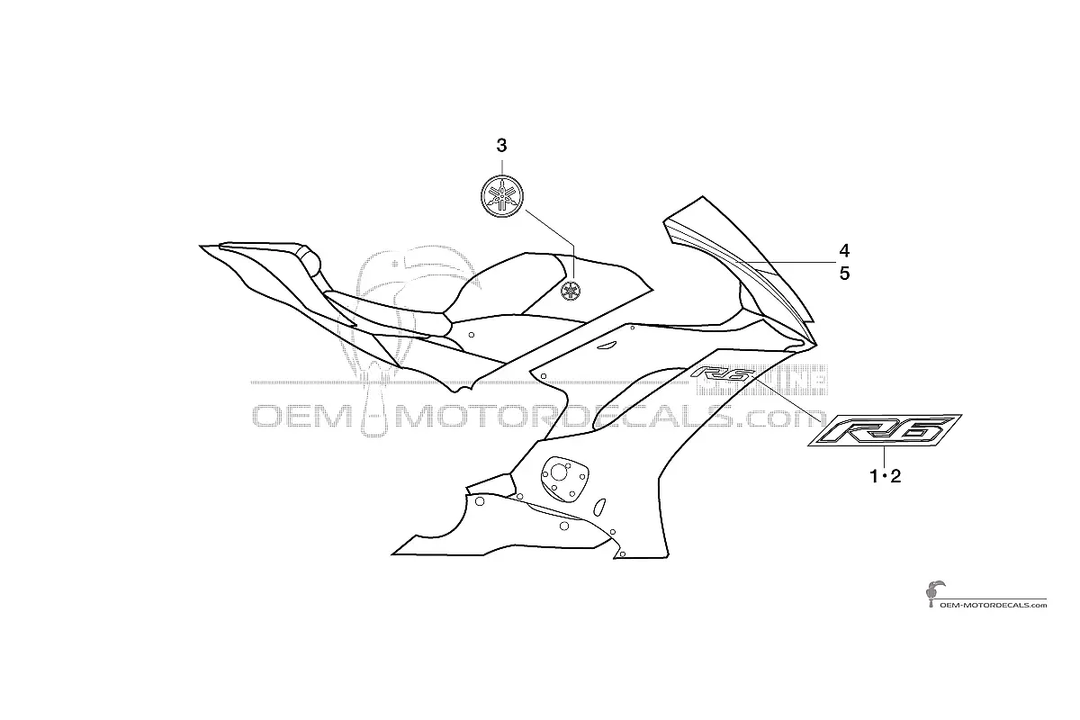 Aufkleber für Yamaha YZF R6 2017 - Grau • Yamaha OEM-Aufkleber