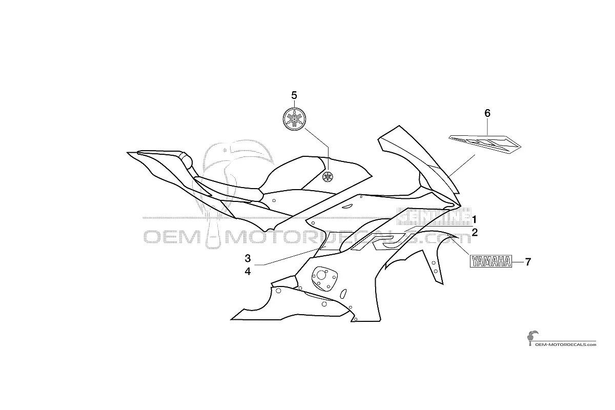 Adesivi per Yamaha YZF R6 2019 - Blu • Yamaha Adesivi OEM