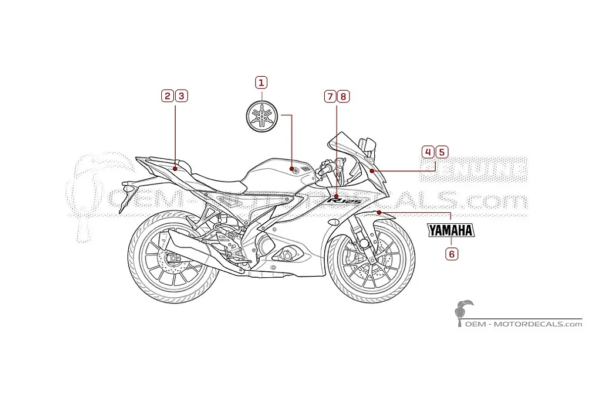 Aufkleber für Yamaha YZF-R125 2026 • Yamaha OEM-Aufkleber