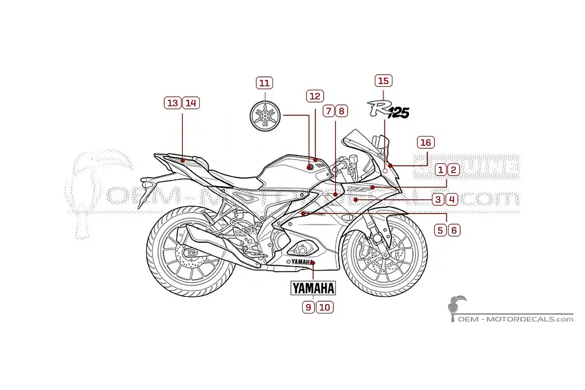 Aufkleber für Yamaha YZF-R125 Anniversary 2026 • Yamaha OEM-Aufkleber
