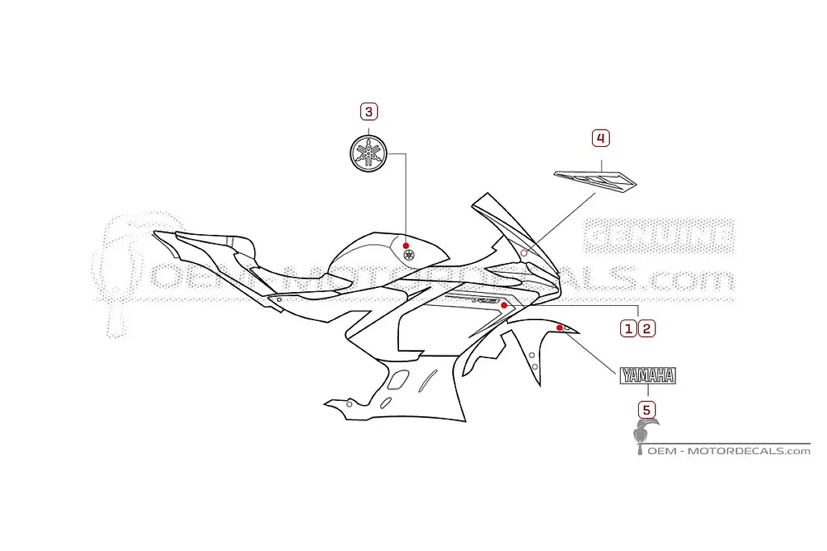 Stickers voor Yamaha YZF-R3 2025 • Yamaha OEM Stickers