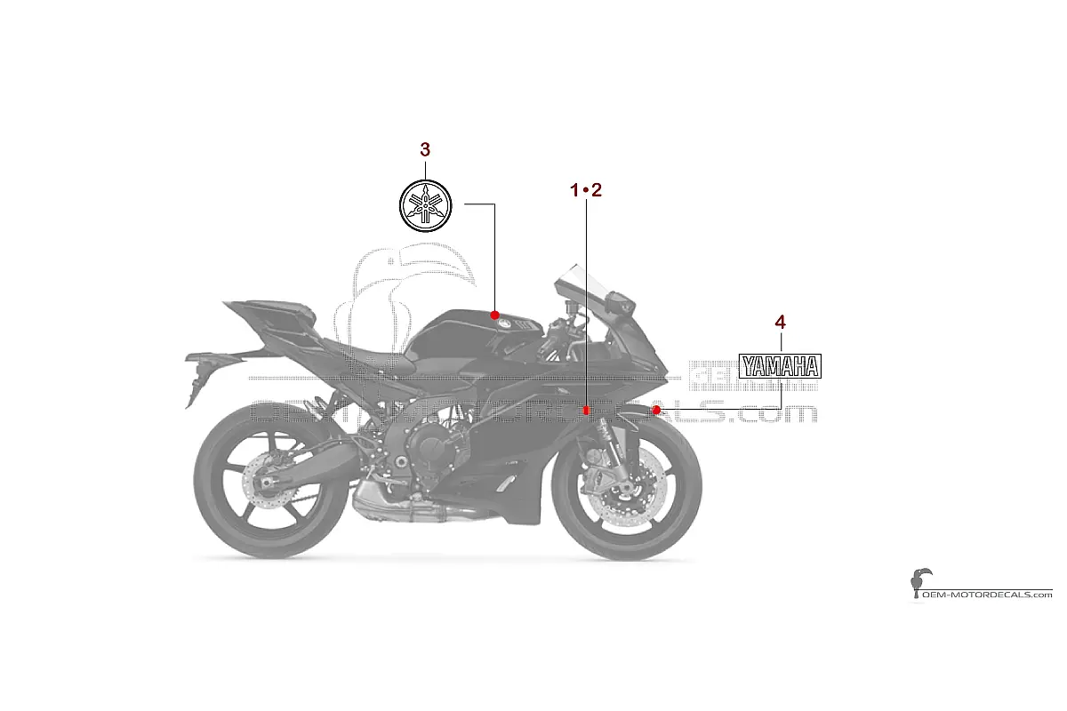 Autocollants pour Yamaha YZF R9 2025 - Gris foncé • Yamaha Autocollants OEM