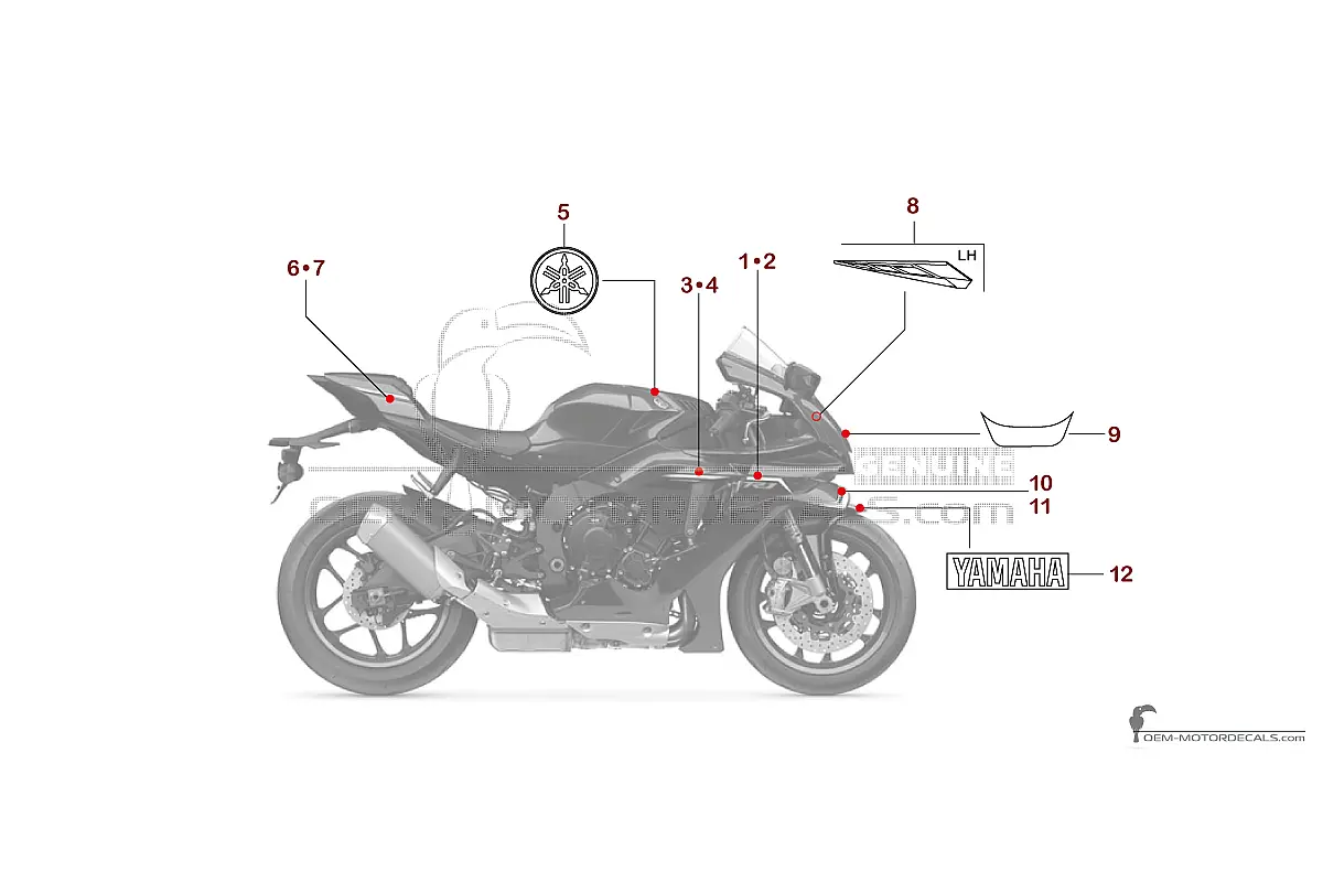 Decals for Yamaha YZF-R1 2025 - Blue • Yamaha OEM Decals