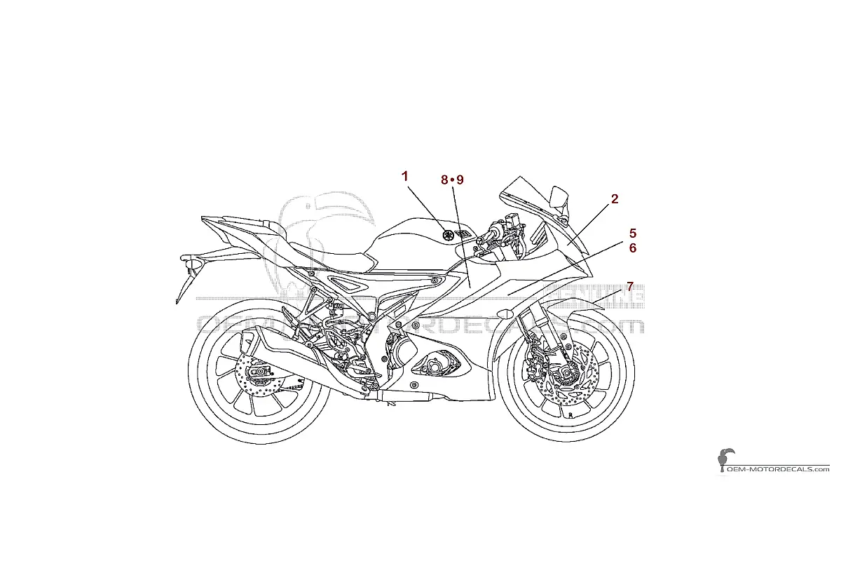 Stickers voor Yamaha YZF-R125 2025 - Blauw • Yamaha OEM Stickers