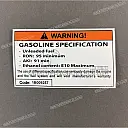 Pegatina de advertencia de especificación de gasolina bajo el asiento