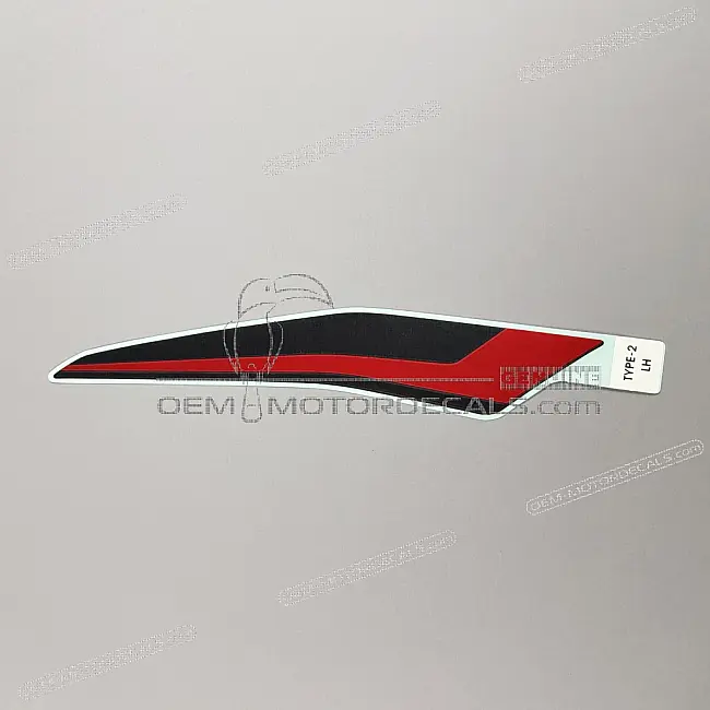 Honda CBR500R Naklejka na tylną owiewkę Lewa Strona OEM 86772MKPJ00ZB fabryczna naklejka winylowa na lewą sekcję tylnej owiewki.