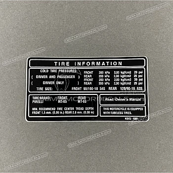 Etykieta ostrzegawcza, Obciążenie opon