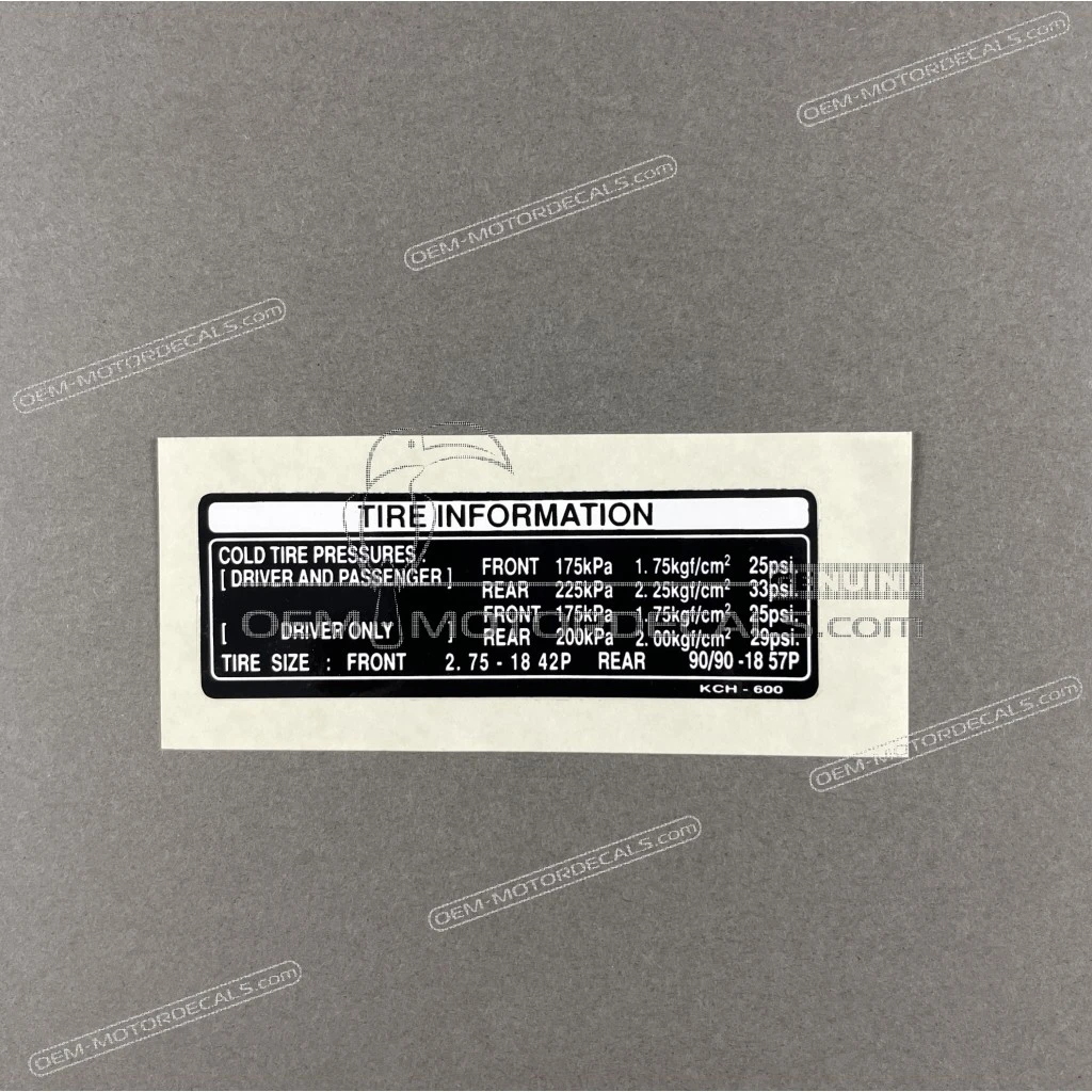 Honda CG125 Chain Cover Tire Information Warning Label OEM 87505KCH600